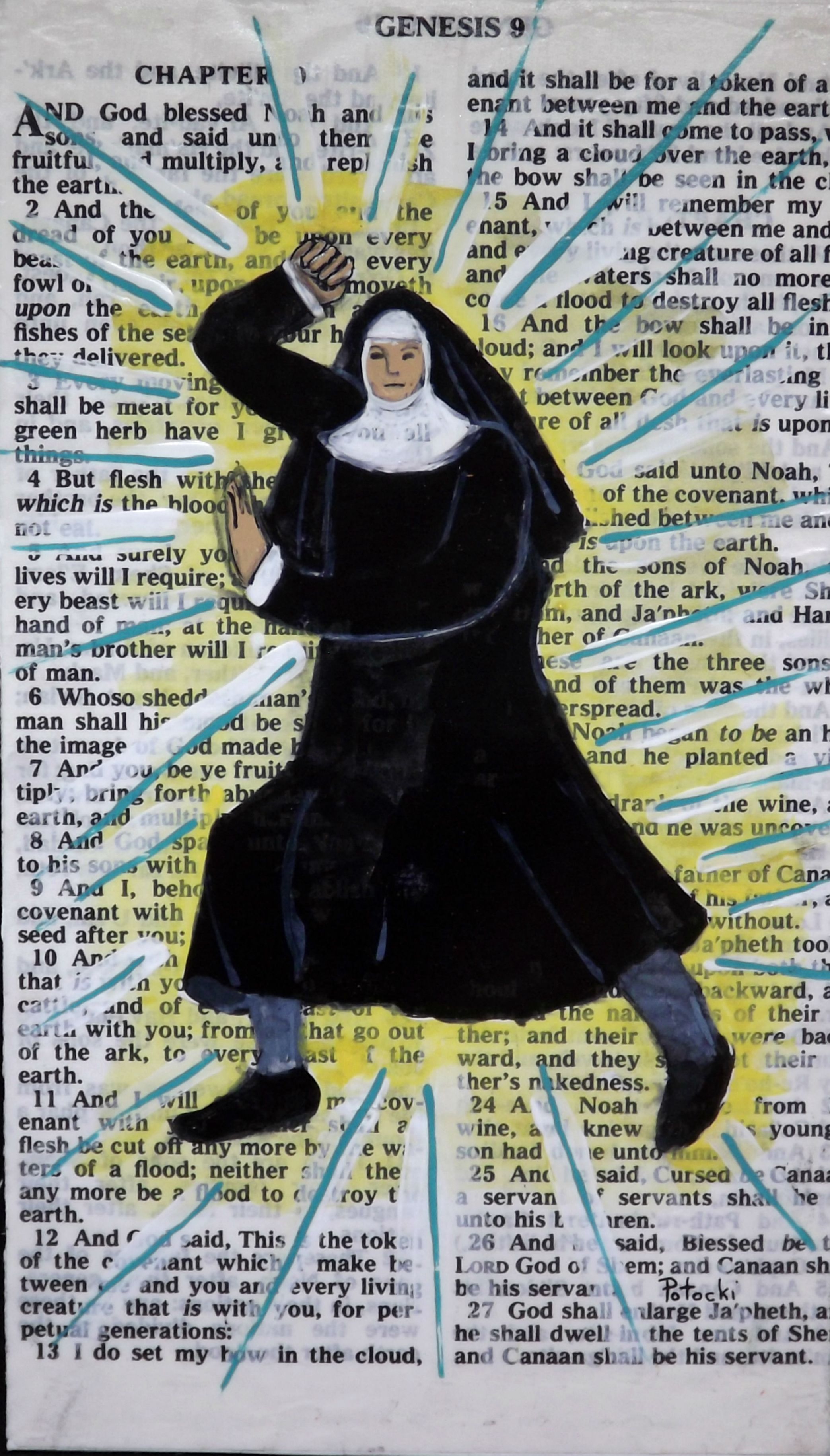 Sister-Fist-of-Righteousness-Original-Painting-on-Bible-Page-Art-Karate-Nun  Sister-Fist-of-Righteousness-Original-Painting-on-Bible-Page-Art-Karate-Nun Have one to sell? Sell now Sister Fist of Righteousness Original Painting on Bible Page
