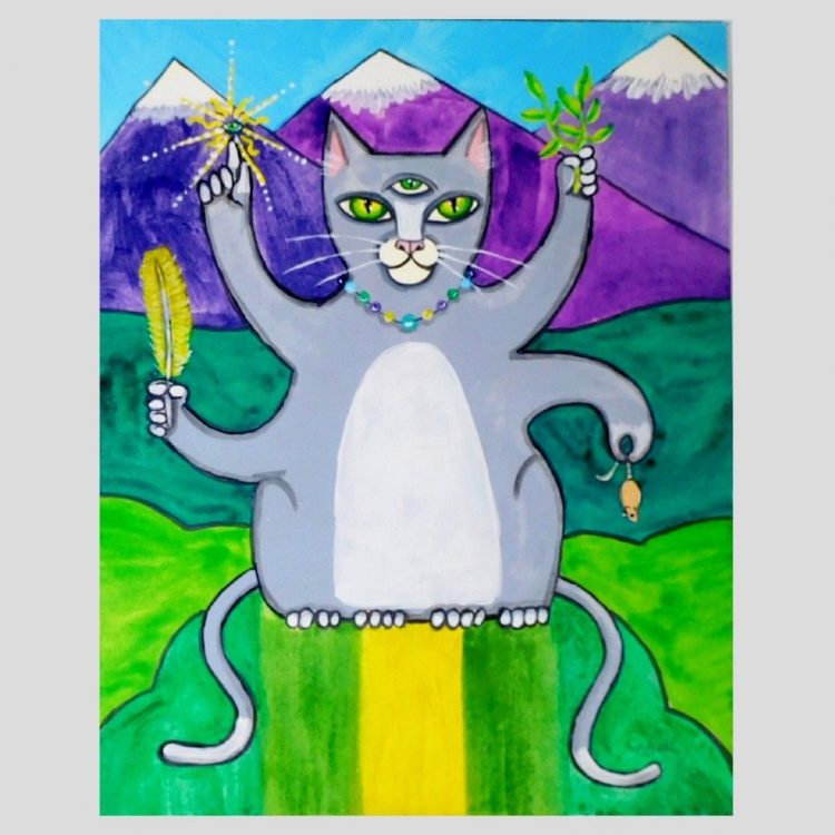 Third Eye Cat original painting 8×10